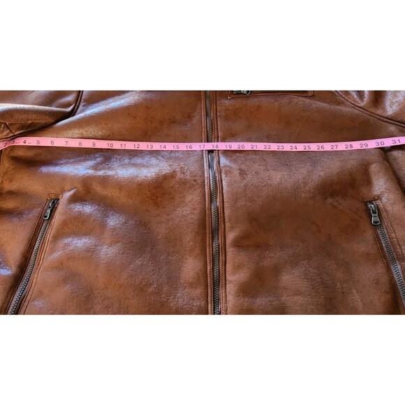 Buffalo David Bitton Men's Brown Faux Leather Sherpa Lined Aviator Jacket 4X Big - Picture 8 of 11